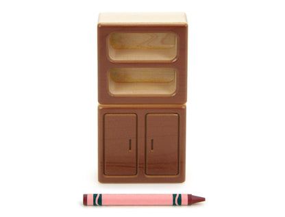 Cabinet & Shelf Set - Brown - 1:12 Scale Furniture Solid Maple Block