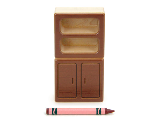 Cabinet & Shelf Set - Brown - 1:12 Scale Furniture Solid Maple Block
