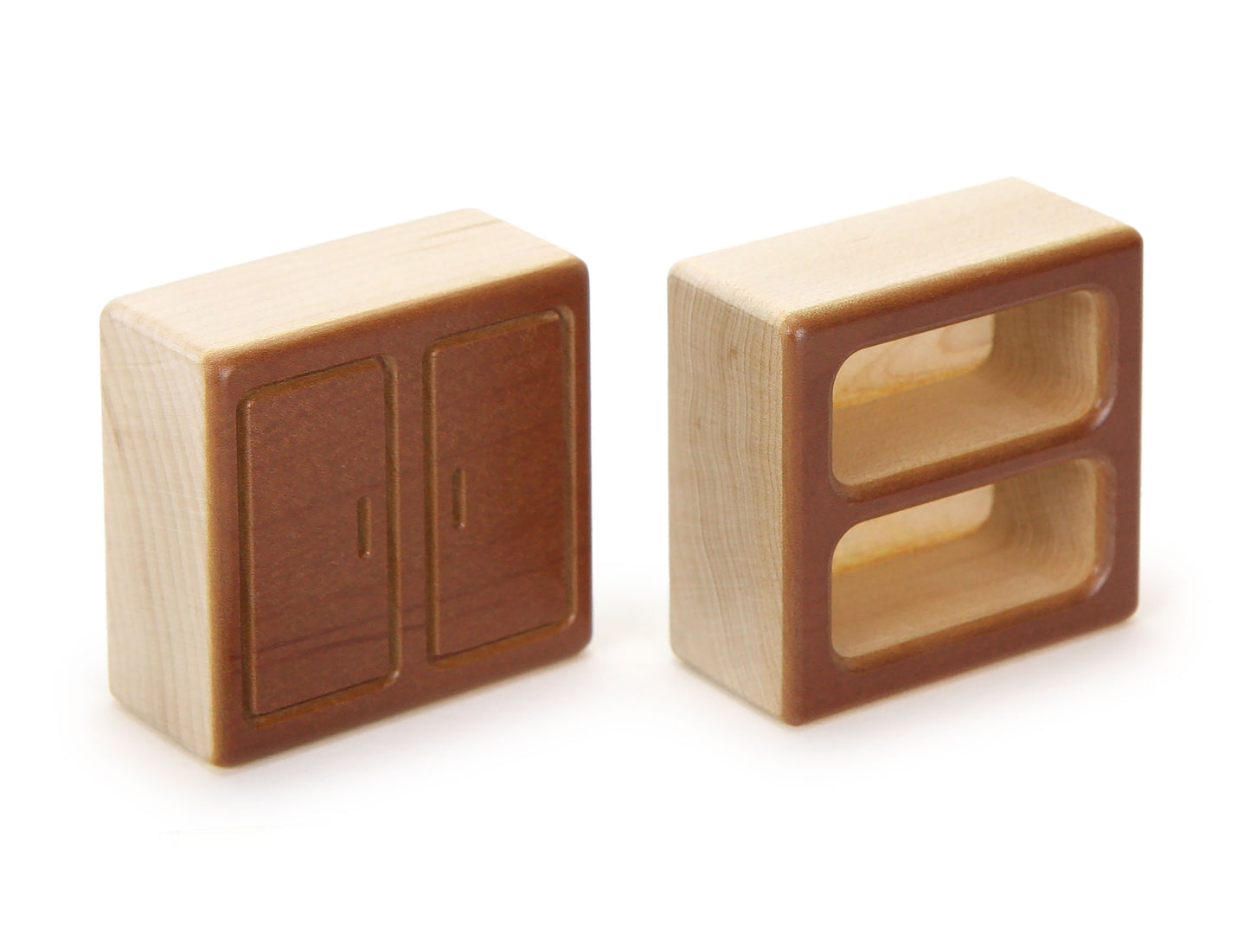 Cabinet & Shelf Set - Brown - 1:12 Scale Furniture Solid Maple Block