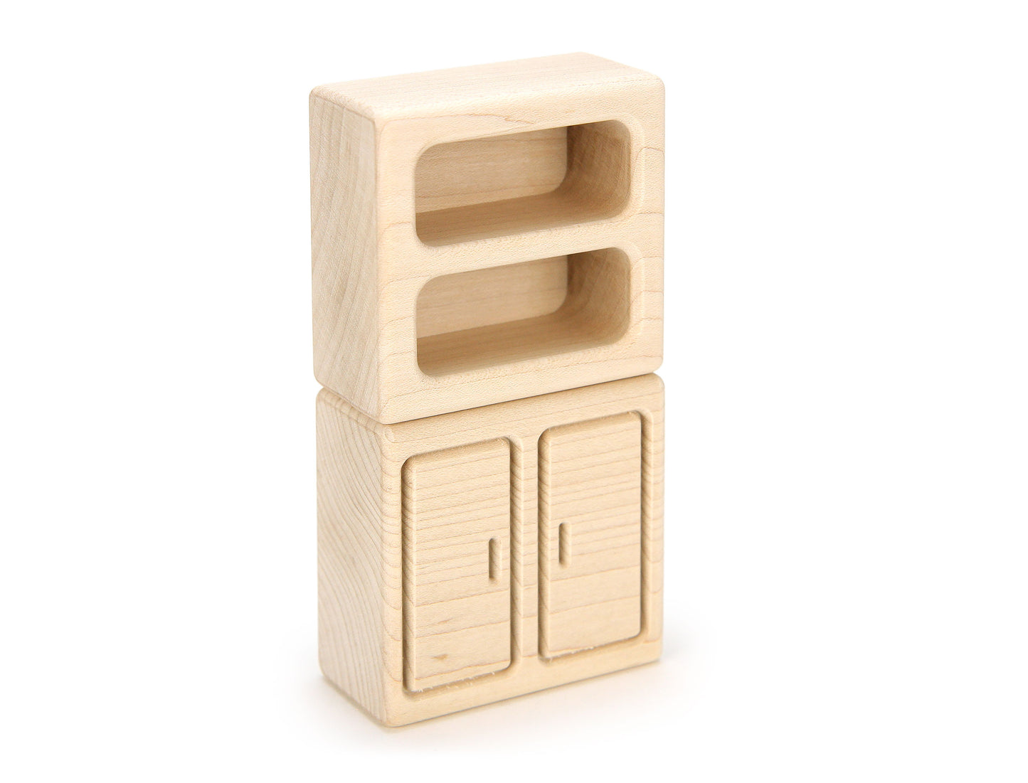 Cabinet & Shelf Set - Natural - 1:12 Scale Furniture Solid Maple Block