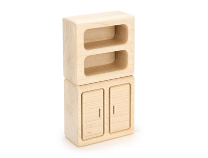 Cabinet & Shelf Set - Natural - 1:12 Scale Furniture Solid Maple Block