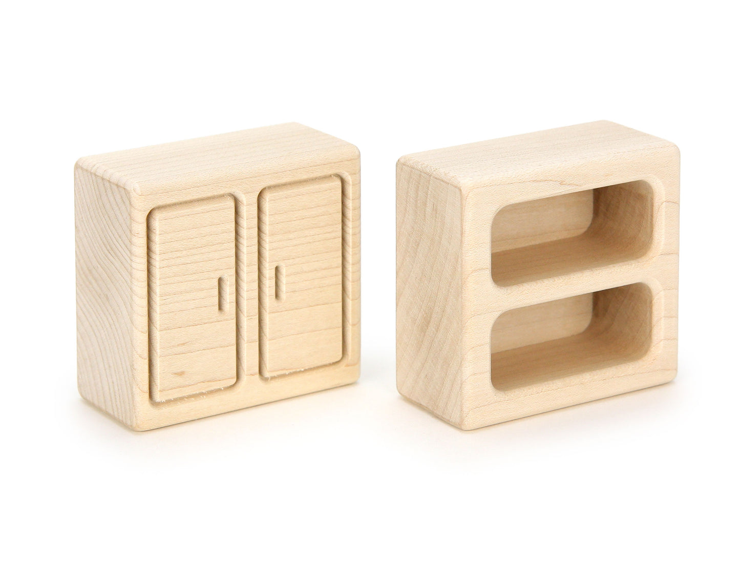 Cabinet & Shelf Set - Natural - 1:12 Scale Furniture Solid Maple Block