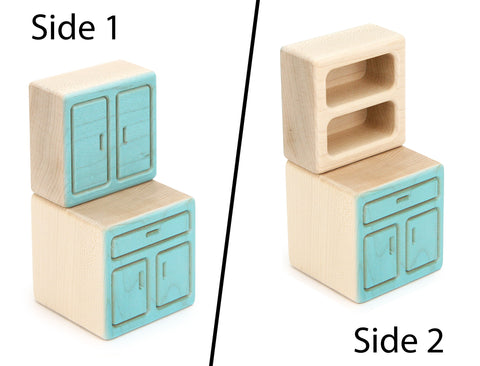 LIMITED! Kitchen Cabinet - Teal - 1:12 Scale Furniture Solid Maple Blocks