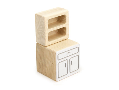 Kitchen Cabinet - White - 1:12 Scale Furniture Solid Maple Blocks