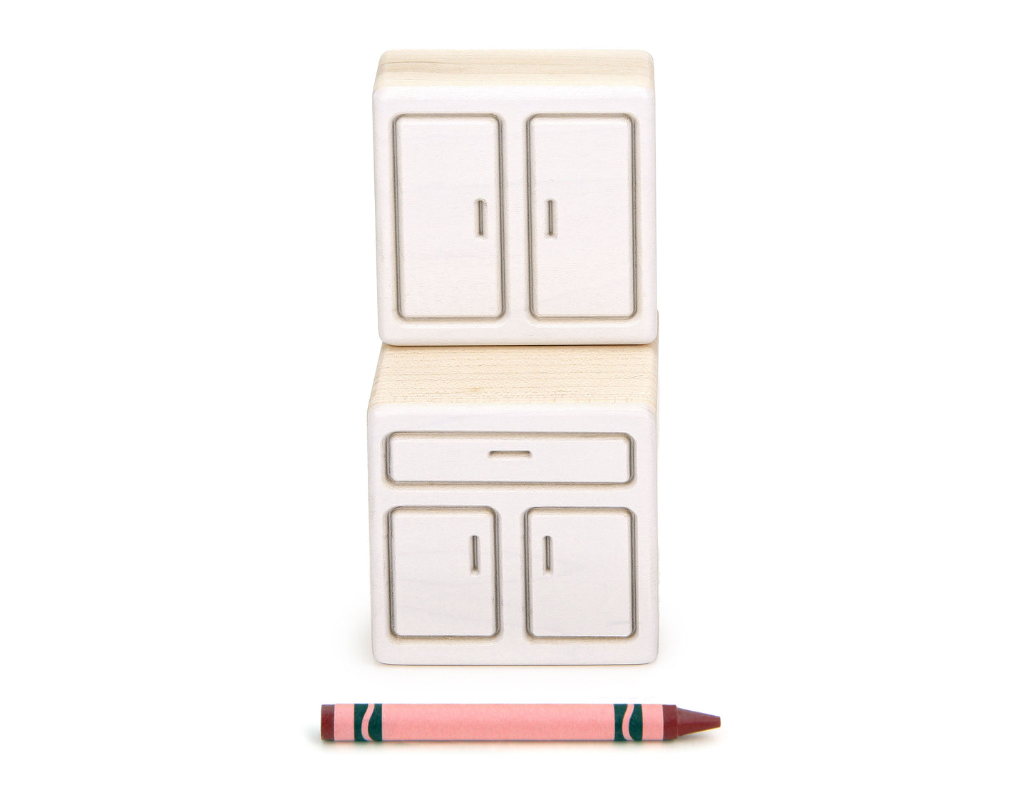 Kitchen Cabinet - White - 1:12 Scale Furniture Solid Maple Blocks