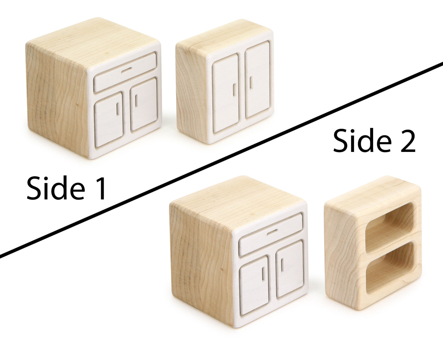 Kitchen Cabinet - White - 1:12 Scale Furniture Solid Maple Blocks