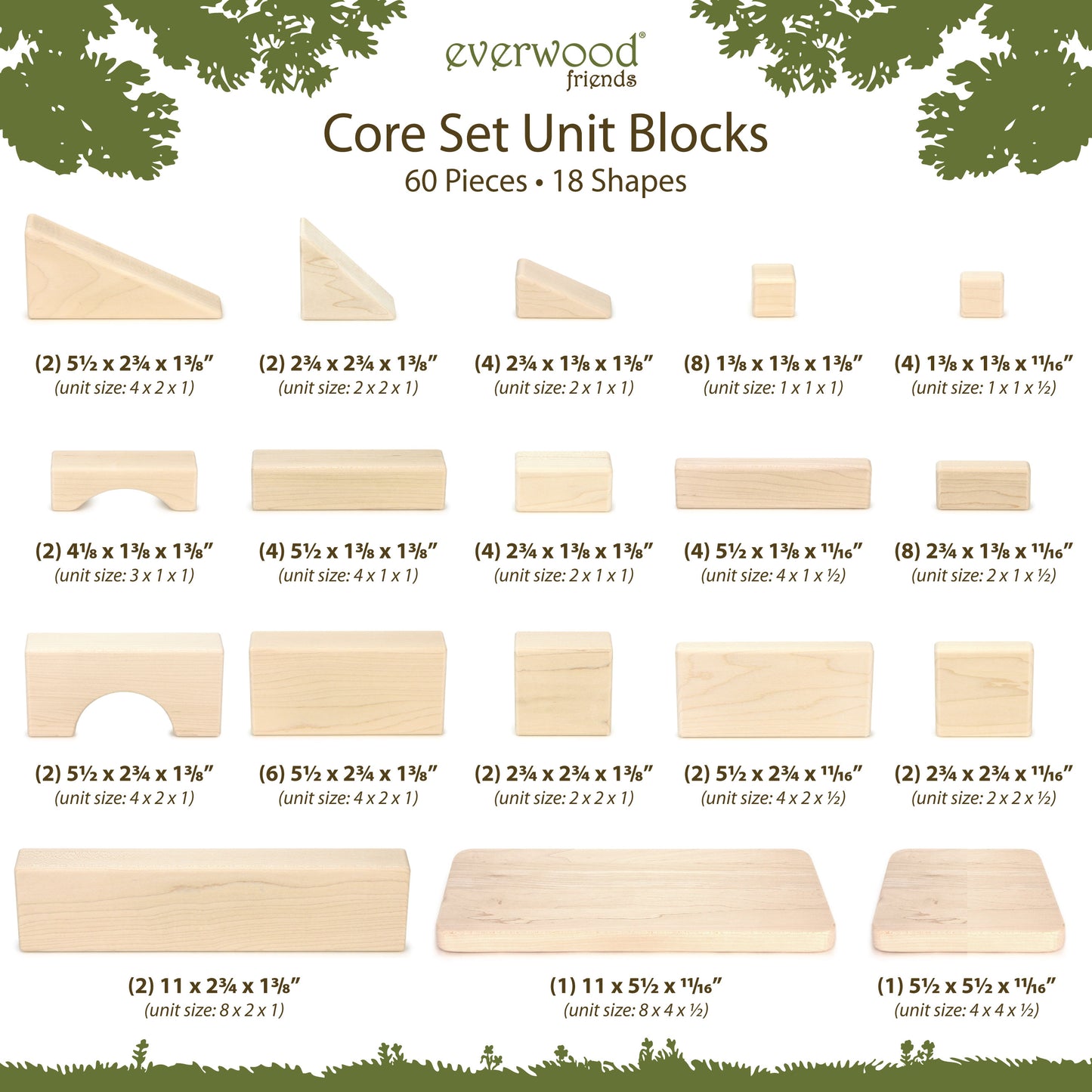 60 pc. Core Set Maple Building Blocks