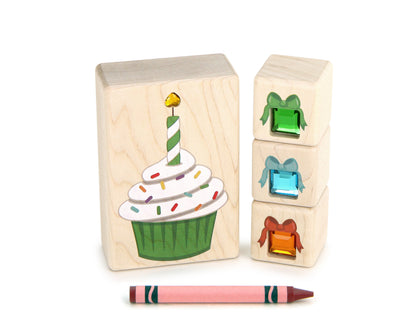 4 pc. Green Cupcake Gem Message Blocks
