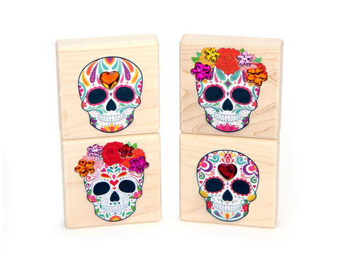 LIMITED! Día de los Muertos Calaveras 4 pc. Gem Block Set