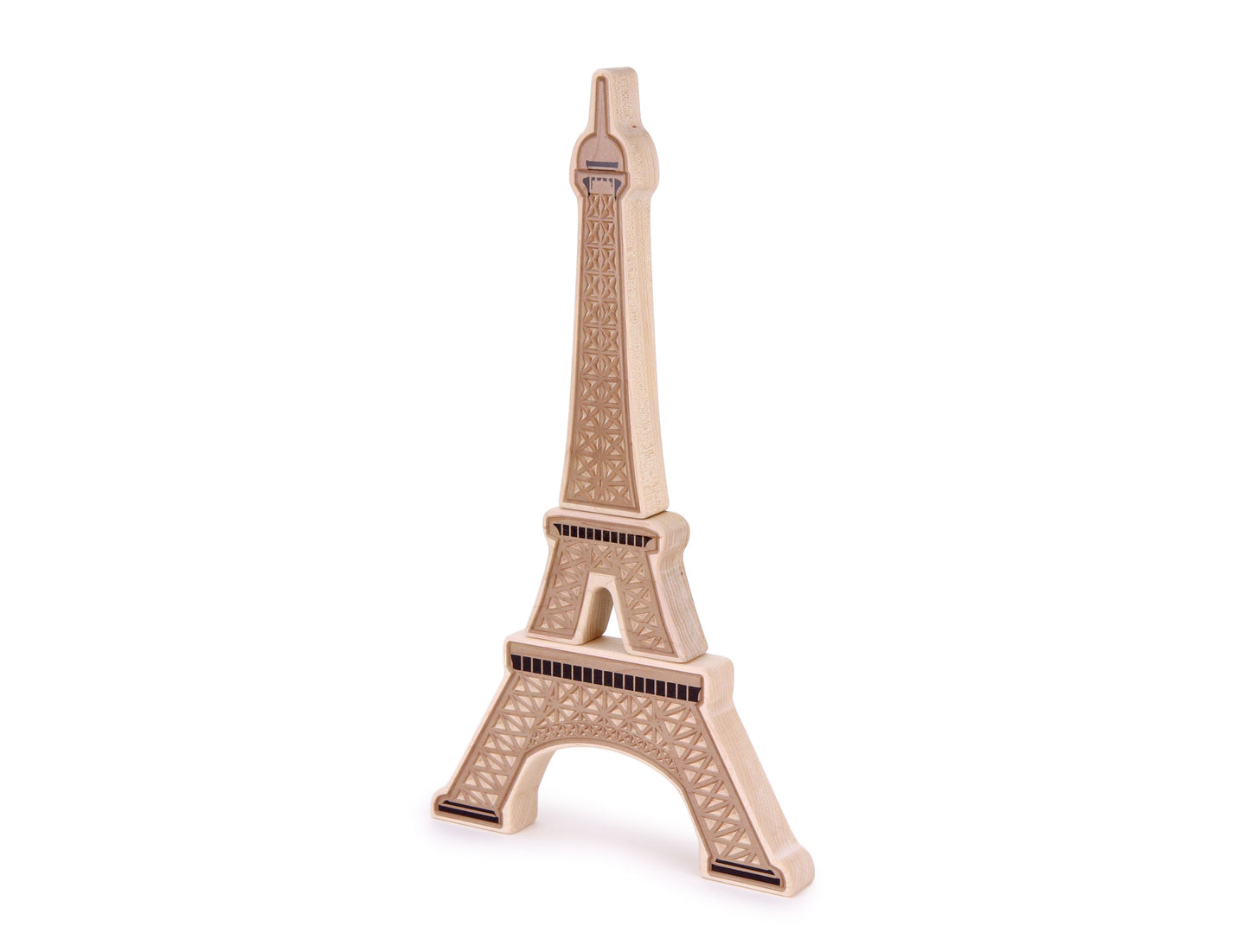 LIMITED! 20" Eiffel Tower 3 pc. Carved Maple Block Set