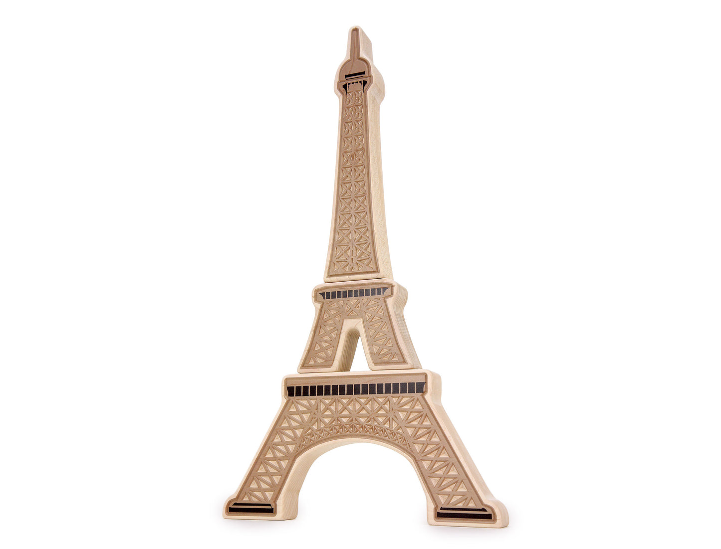 LIMITED! 20" Eiffel Tower 3 pc. Carved Maple Block Set