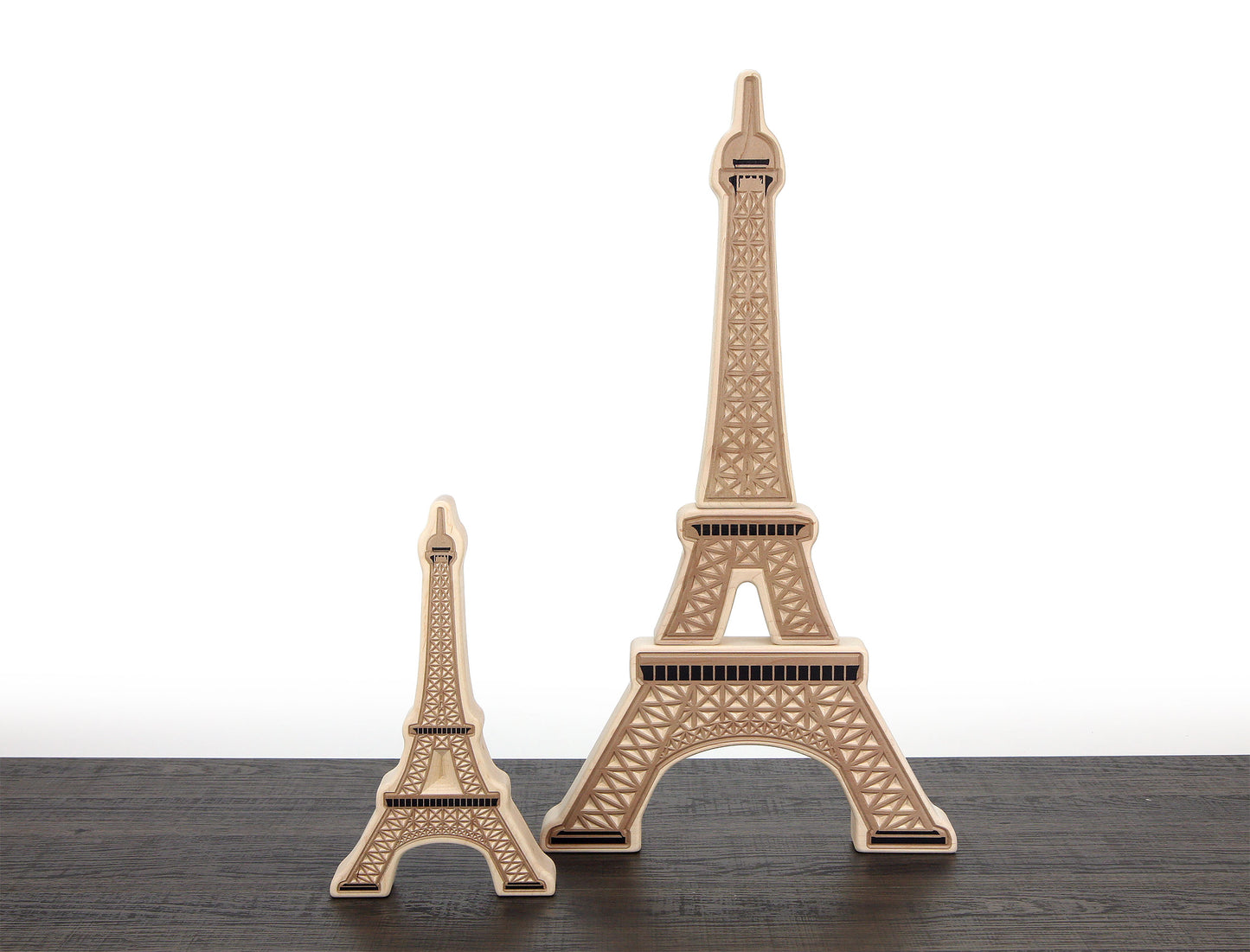 LIMITED! 20" Eiffel Tower 3 pc. Carved Maple Block Set