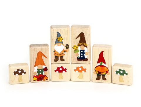 LIMITED! Fall Gnomes 8 pc. Gem Block Set