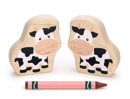 Black Spotted Cow - 2.75" Double-sided 1:24 Scale Maple Figure