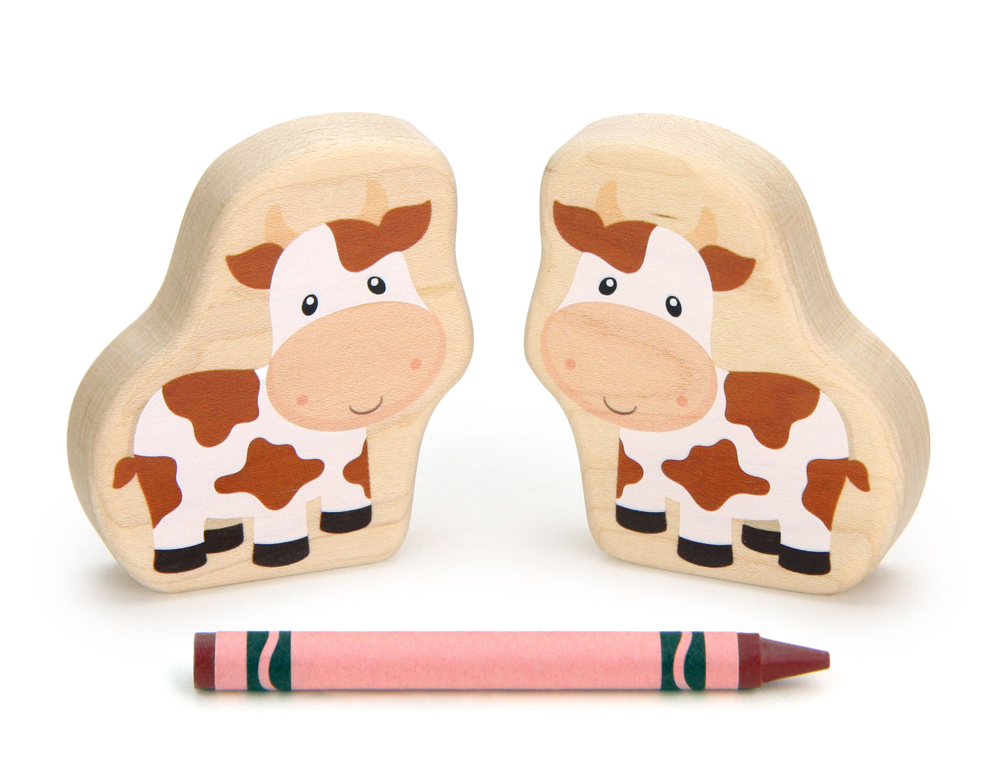 Brown Spotted Cow - 2.75" Double-sided 1:24 Scale Maple Figure