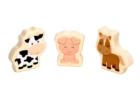 LIMITED! Farm Animals 3 pc. Shape Block Set