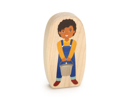 Farmboy with Bucket - 3.25" Double-sided 1:24 Scale Maple Figure