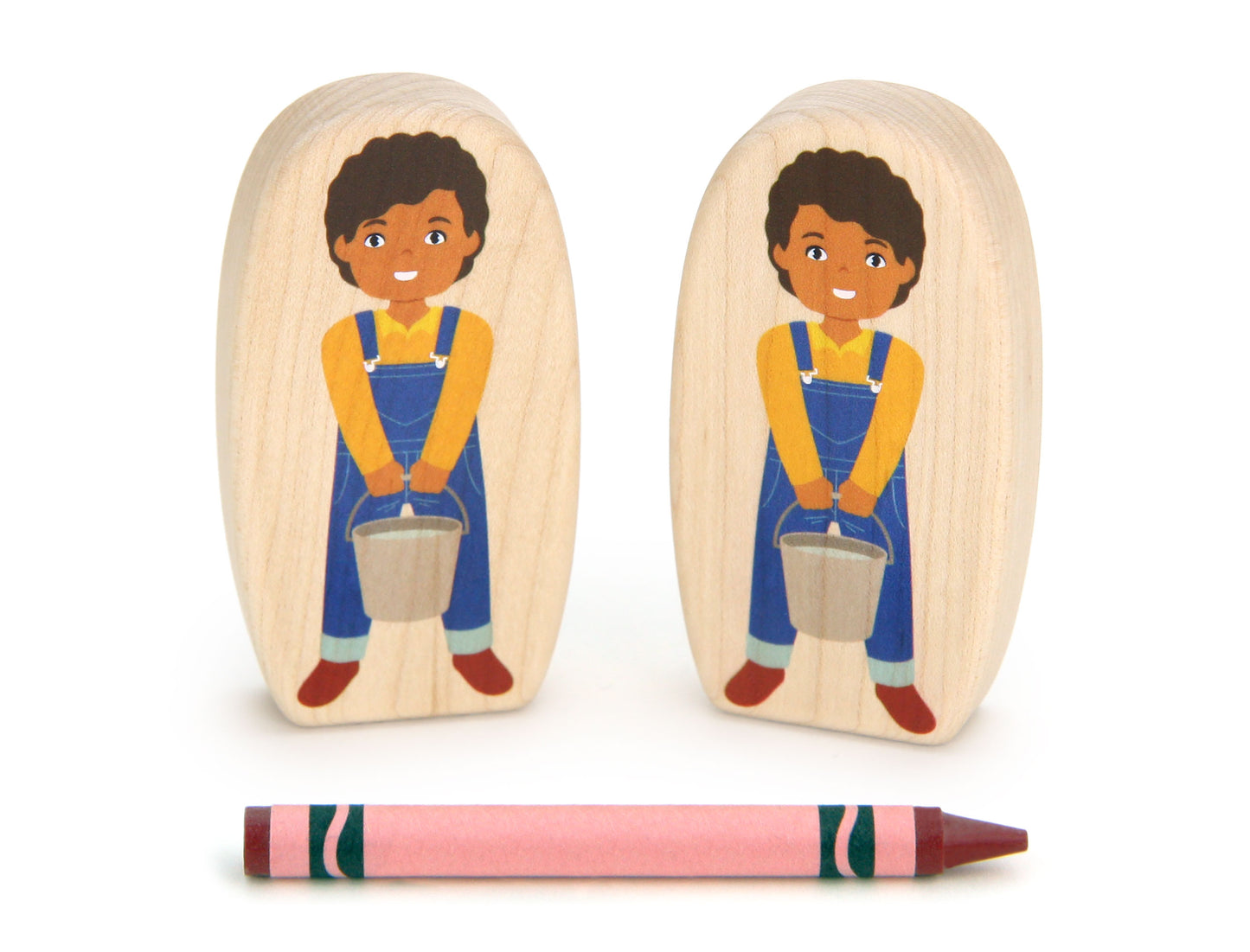 Farmboy with Bucket - 3.25" Double-sided 1:24 Scale Maple Figure
