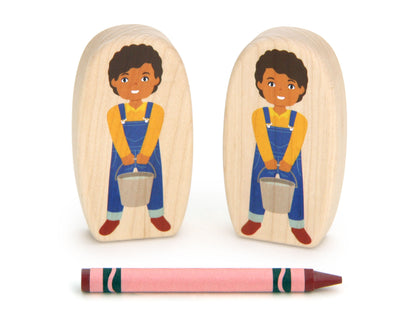 Farmboy with Bucket - 3.25" Double-sided 1:24 Scale Maple Figure