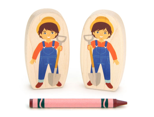 Farmboy with Shovel - 3.25" Double-sided 1:24 Scale Maple Figure