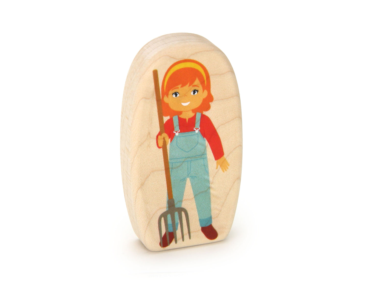 Farmgirl with Hay Fork - 3.25" Double-sided 1:24 Scale Maple Figure