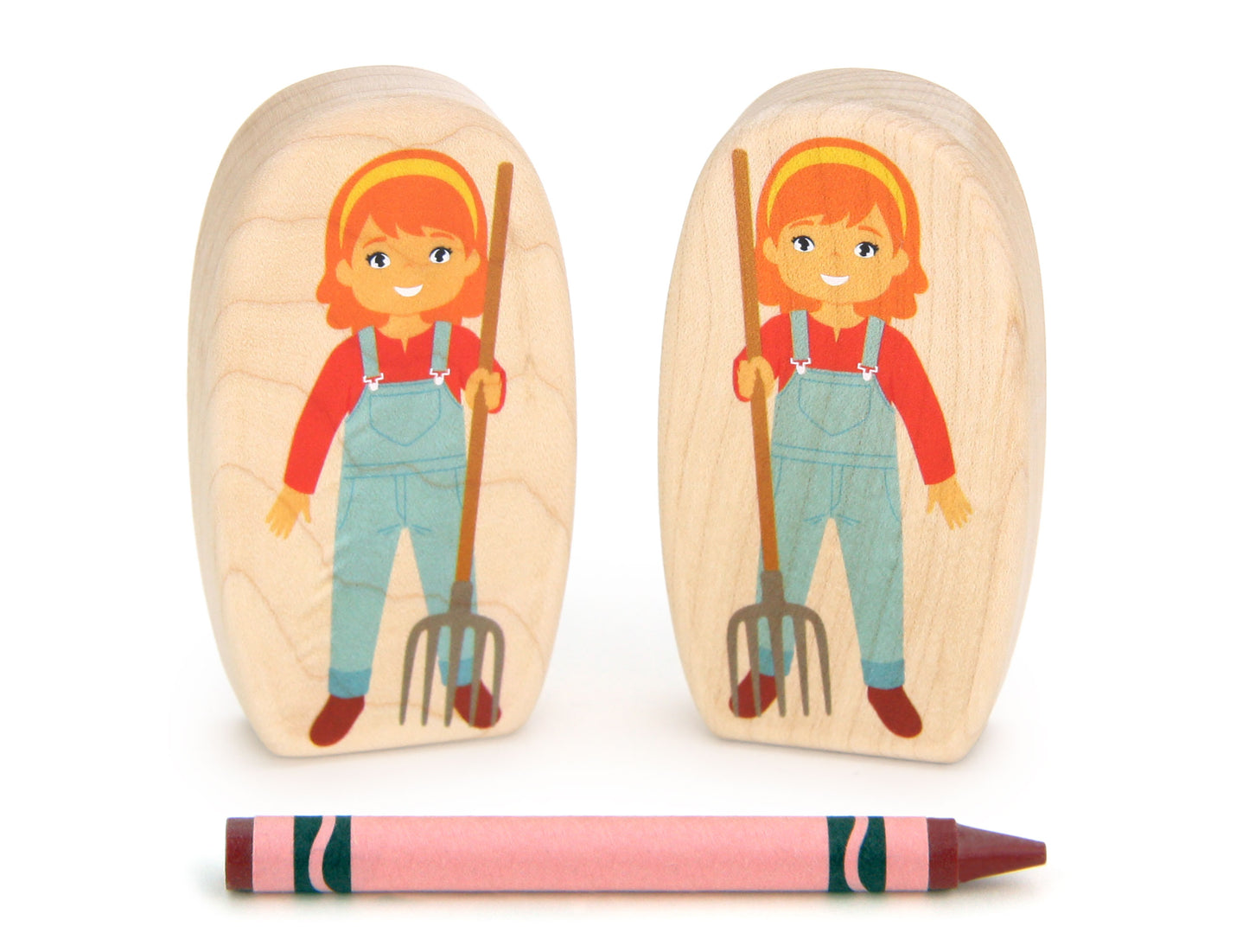 Farmgirl with Hay Fork - 3.25" Double-sided 1:24 Scale Maple Figure