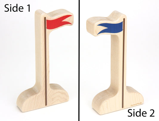 Red & Blue Pennant Flag Double-sided Maple Building Block