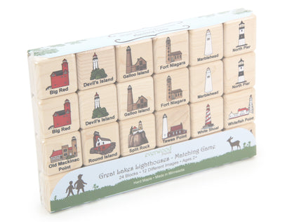 Great Lakes Lighthouses Wooden Matching Game - 24 pc Set