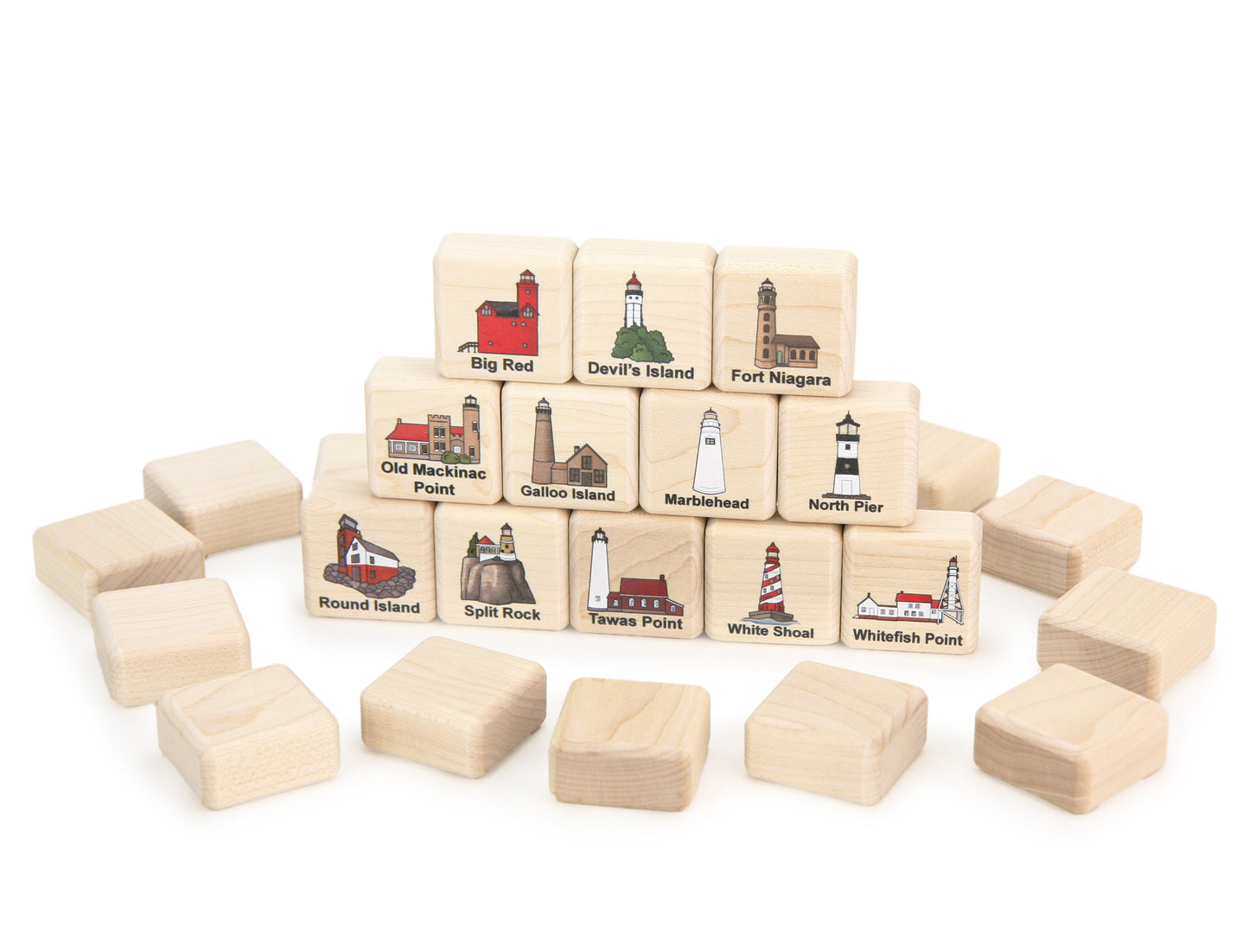 Great Lakes Lighthouses Wooden Matching Game - 24 pc Set
