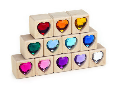 12 pc. Rainbow Heart Gem Blocks