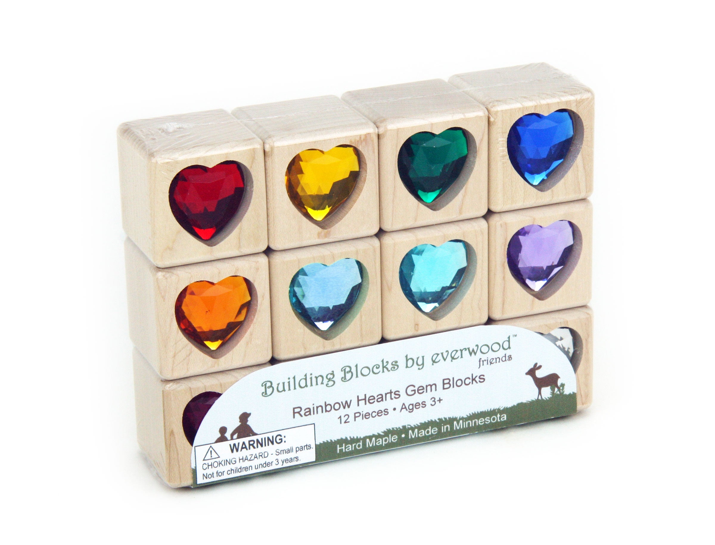 12 pc Rainbow Hearts Gem Blocks - Everwood Friends