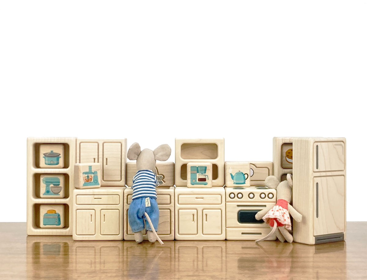 Kitchen Cabinet - Natural - 1:12 Scale Furniture Solid Maple Blocks