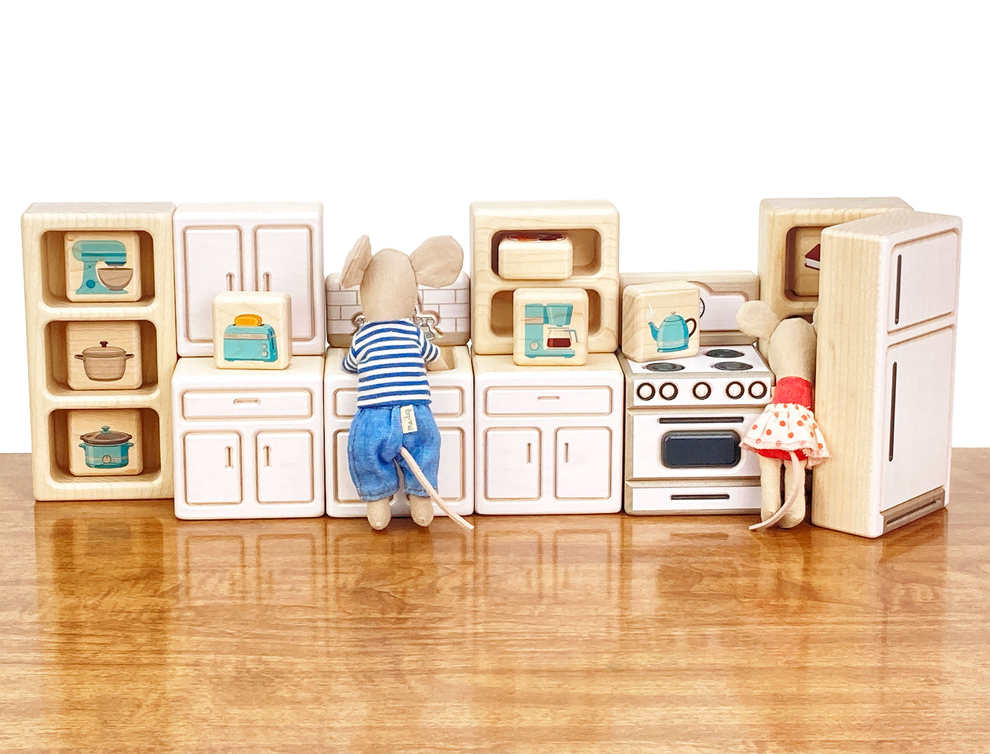 Kitchen Cabinet - White - 1:12 Scale Furniture Solid Maple Blocks