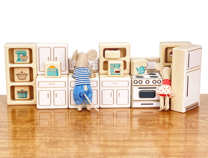 Kitchen Cabinet - White - 1:12 Scale Furniture Solid Maple Blocks