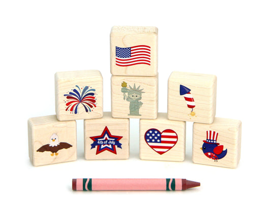 LIMITED! Little Patriotic Friends 8 pc. Building Block Set