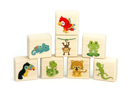 Little Rainforest Animal Friends 8 pc. Building Block Set
