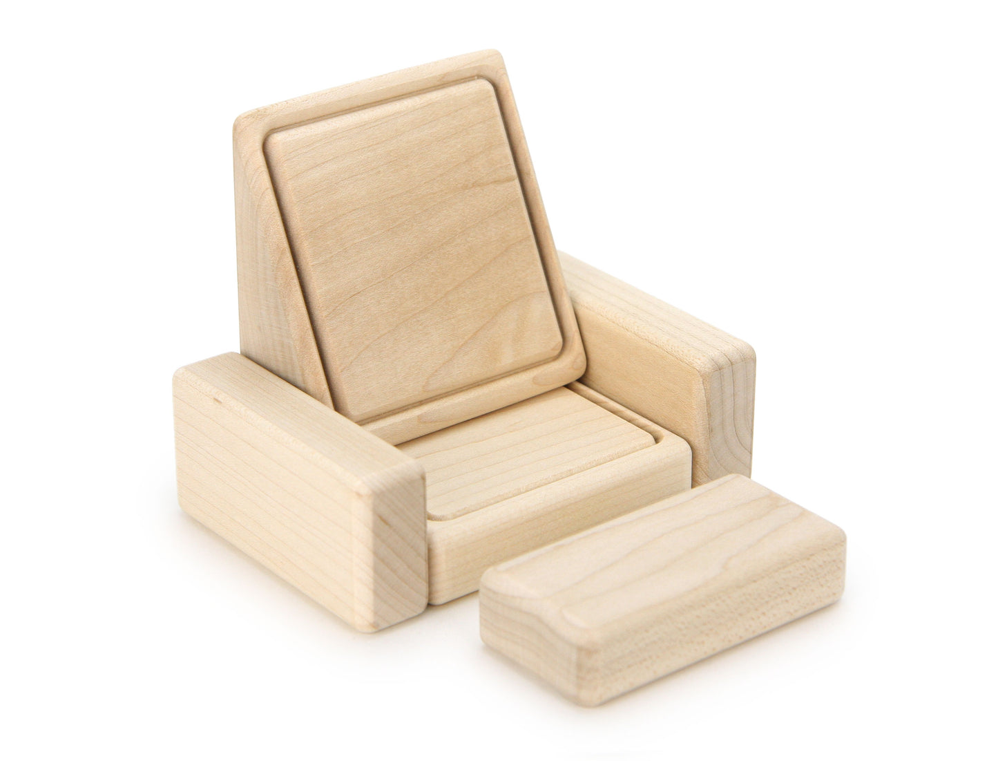 Chair & Ottoman - Natural - 1:12 Scale Furniture Solid Maple Blocks