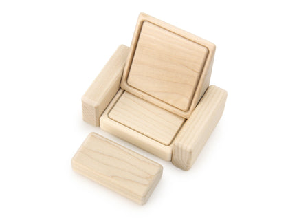 Chair & Ottoman - Natural - 1:12 Scale Furniture Solid Maple Blocks
