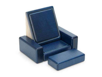 Chair & Ottoman - Navy - 1:12 Scale Furniture Solid Maple Blocks