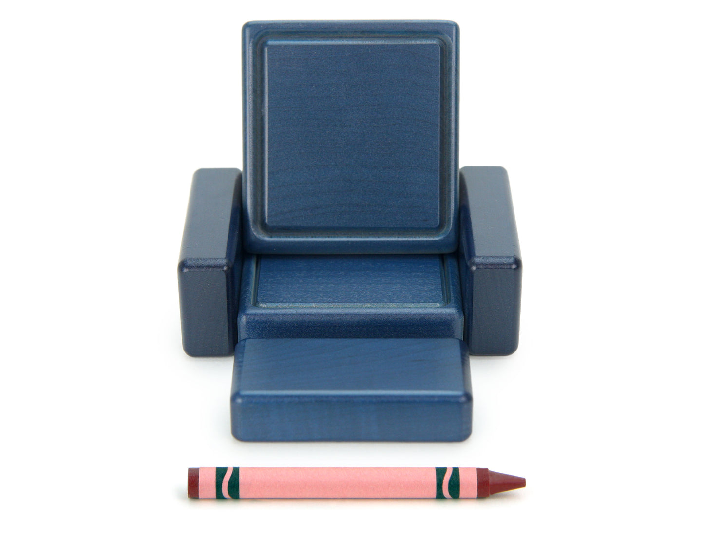 Chair & Ottoman - Navy - 1:12 Scale Furniture Solid Maple Blocks