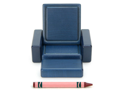 Chair & Ottoman - Navy - 1:12 Scale Furniture Solid Maple Blocks