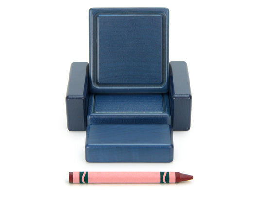 Chair & Ottoman - Navy - 1:12 Scale Furniture Solid Maple Blocks