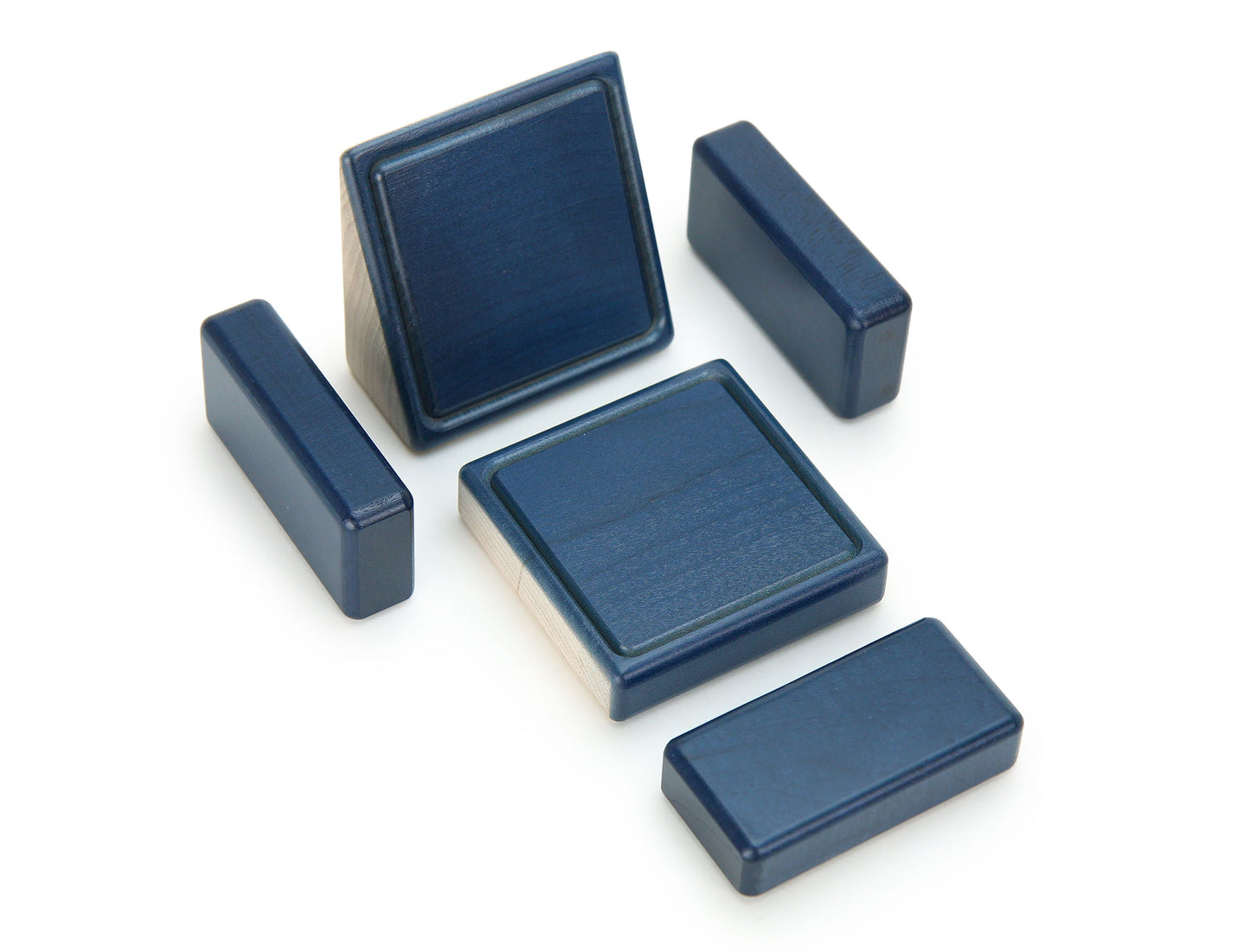 Chair & Ottoman - Navy - 1:12 Scale Furniture Solid Maple Blocks