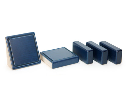 Chair & Ottoman - Navy - 1:12 Scale Furniture Solid Maple Blocks