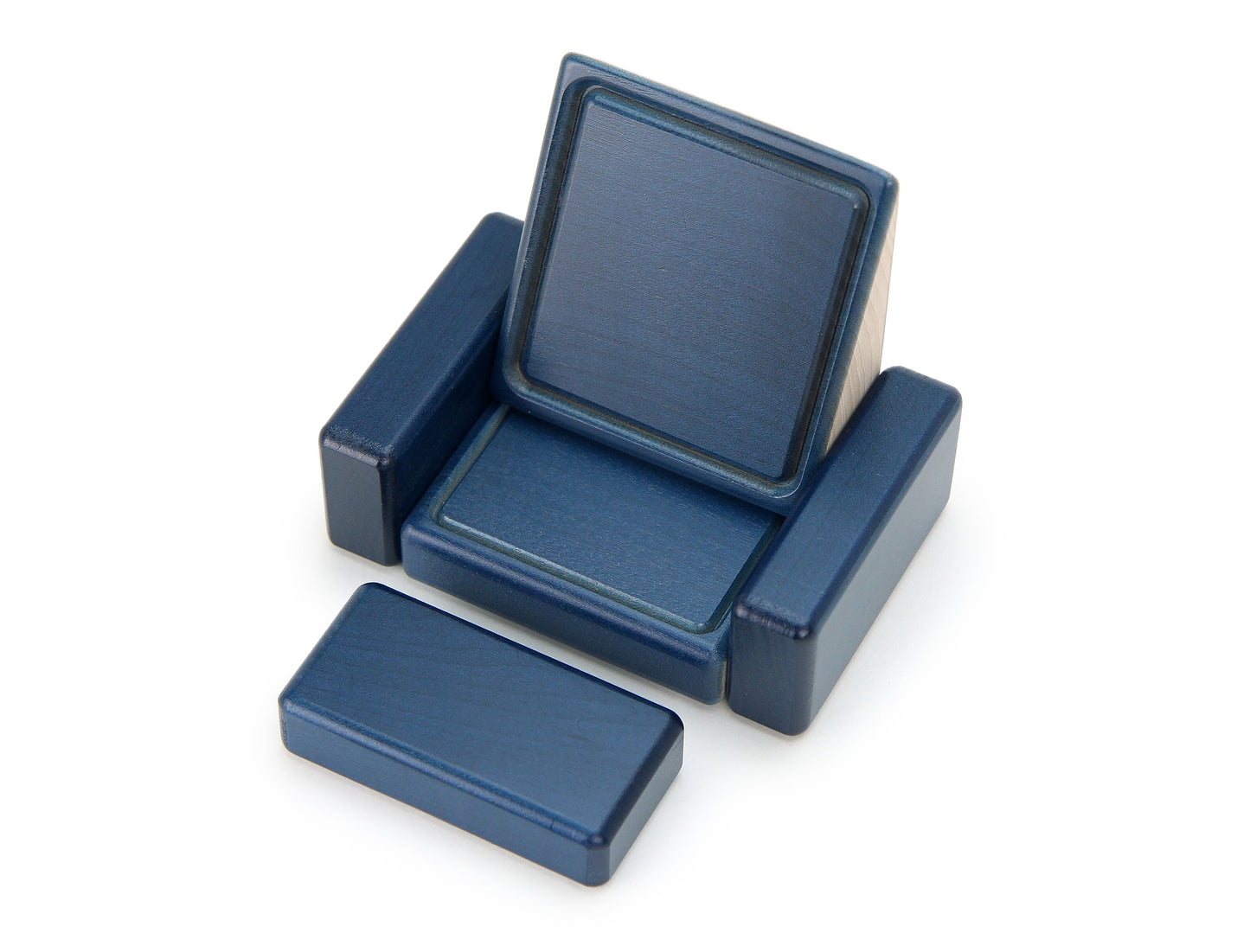 Chair & Ottoman - Navy - 1:12 Scale Furniture Solid Maple Blocks