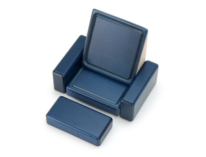 Chair & Ottoman - Navy - 1:12 Scale Furniture Solid Maple Blocks