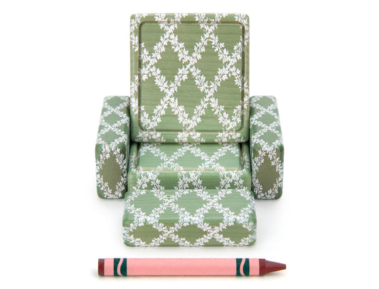 LIMITED! Chair & Ottoman - Sage Floral - 1:12 Scale Furniture Solid Maple Blocks
