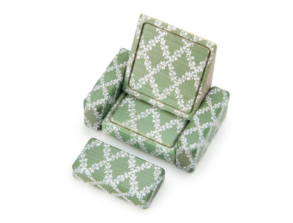 LIMITED! Chair & Ottoman - Sage Floral - 1:12 Scale Furniture Solid Maple Blocks