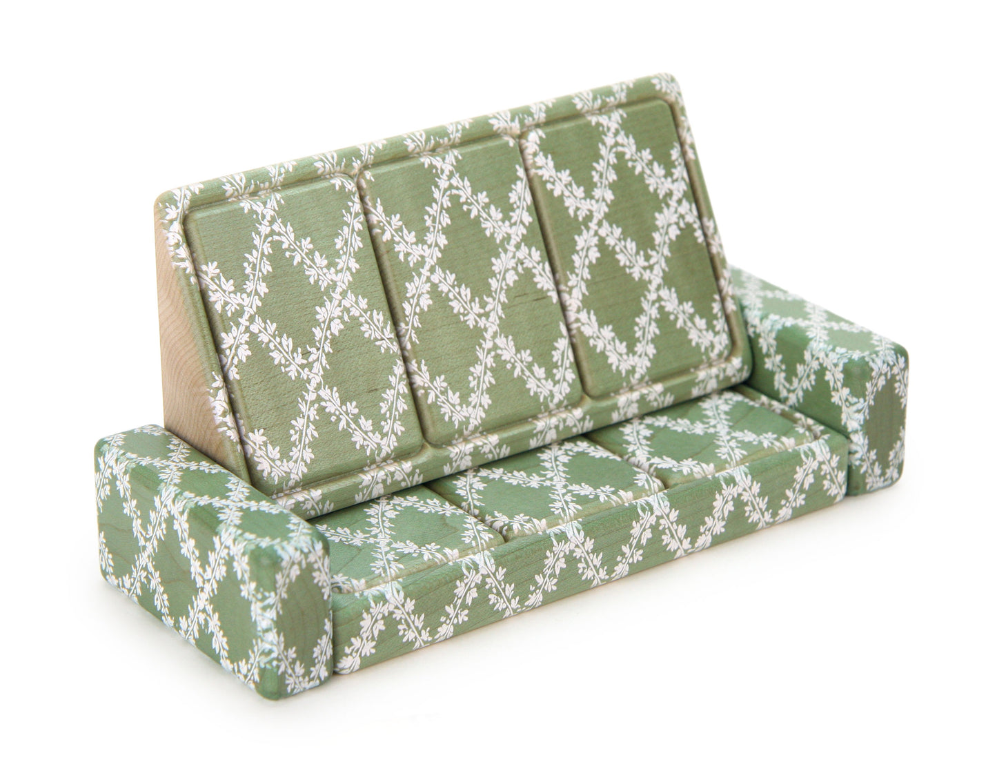 Couch - Sage Floral - 1:12 Scale Furniture Solid Maple Blocks