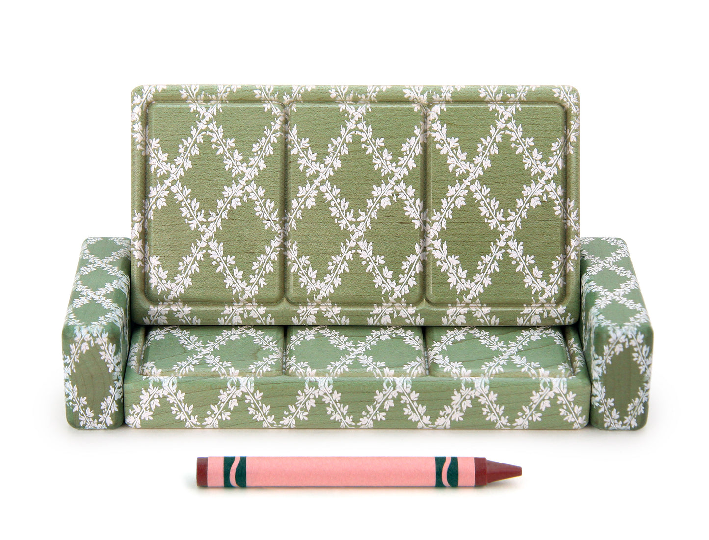 Couch - Sage Floral - 1:12 Scale Furniture Solid Maple Blocks